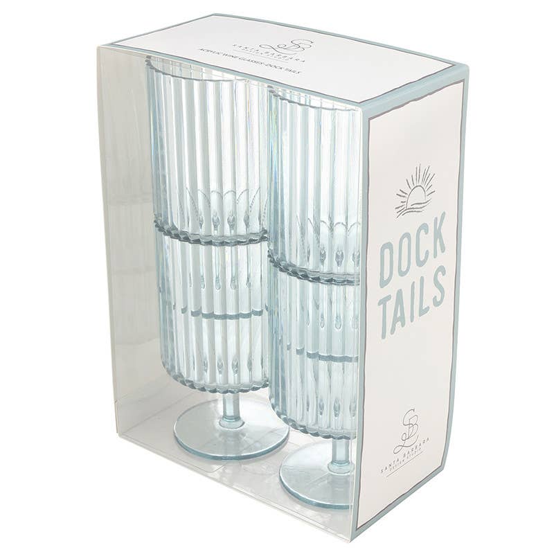 Stackable Acrylic Wine Goblet - Dock Tails - Set of 4: Glass: 5.75" H x 2.75" Dia, 15 oz