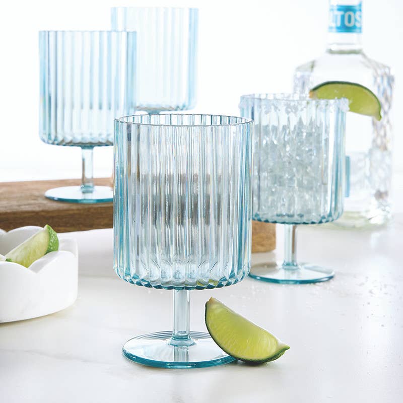 Stackable Acrylic Wine Goblet - Dock Tails - Set of 4: Glass: 5.75" H x 2.75" Dia, 15 oz