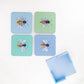 Bee Happy Coasters Set of 4
