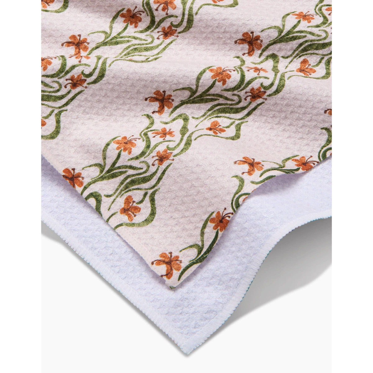 Floral Fall Stripe Tea Towel