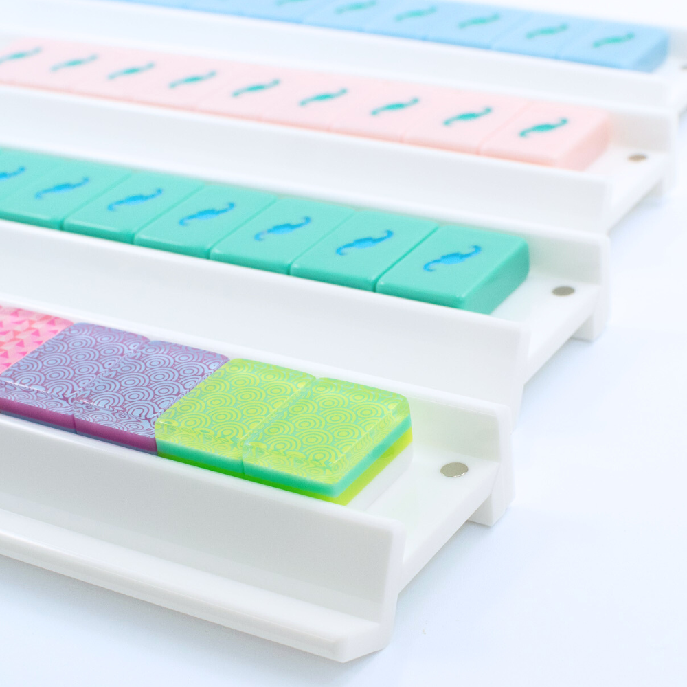 My Fair Mahjong - MAHJONG RACKS | Premium Acrylic | 4 Racks + 4 Pushers: Solid Macaron BLUE