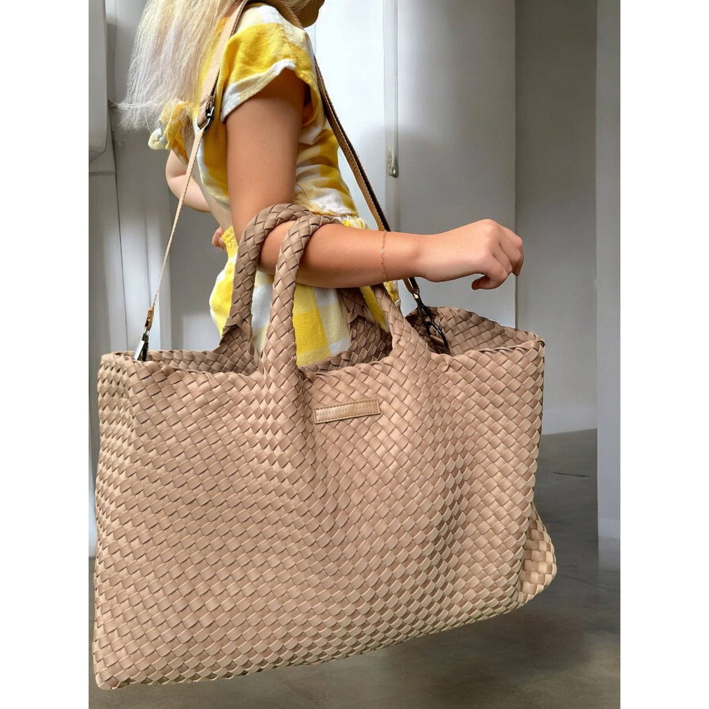 Peace Love Mahjong - Woven Mahjong Carryall -: Navy