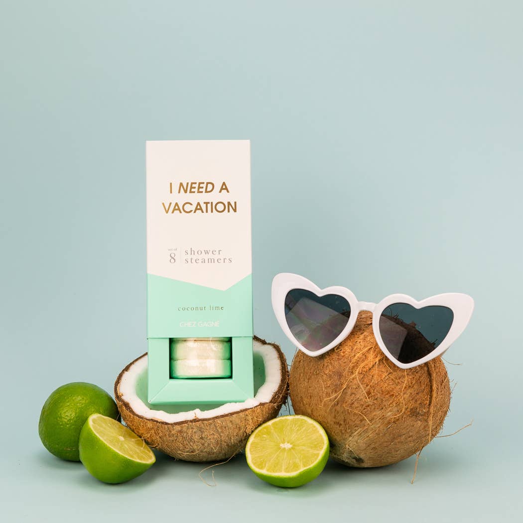 Chez Gagné - I Need A Vacation - Aromatherapy Shower Steamers - Coconut Lime - Set of 8