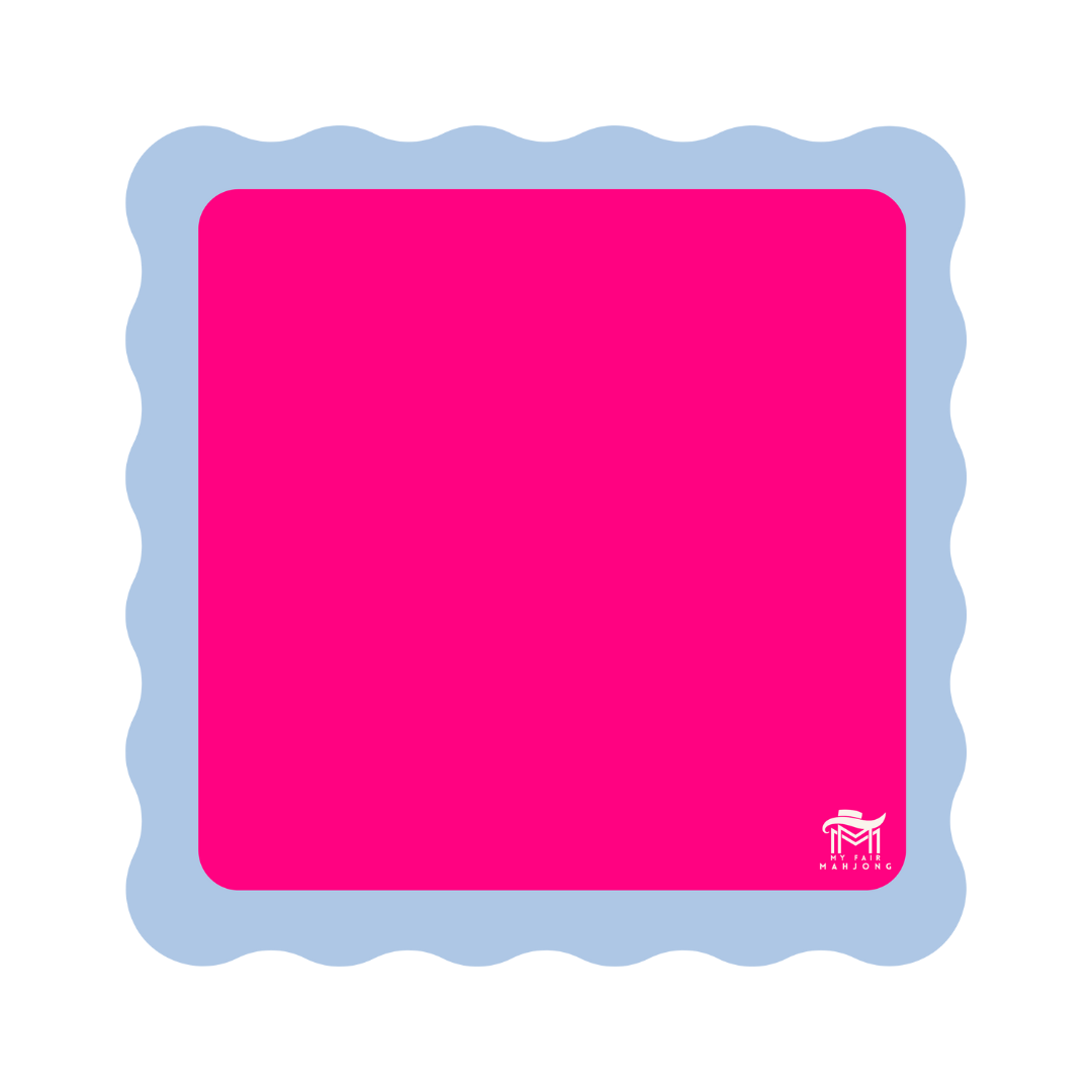 My Fair Mahjong -Pink Center- Blue Scallop Mahjong Mat