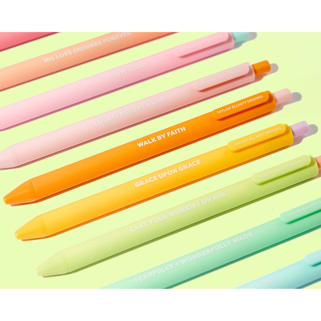 Taylor Elliott Designs - Gel Pen Set - Motivational - Faith - Asst Colors - 10 Pc Set