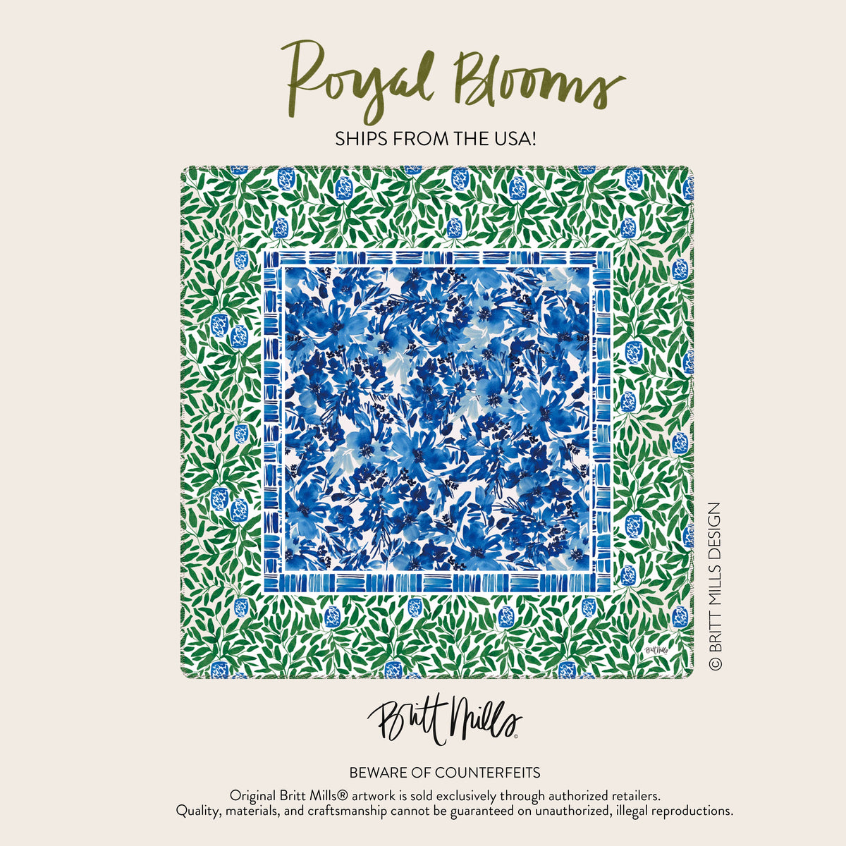 Britt Mills Design - Britt Mills Neoprene Mahjong Mats: Royal Blooms
