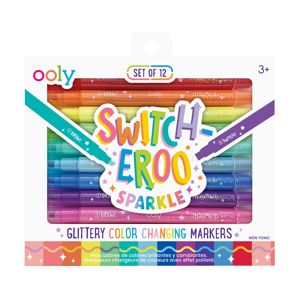 Switch-Eroo Sparkle Glittery Color Changing Markers- 12 pc