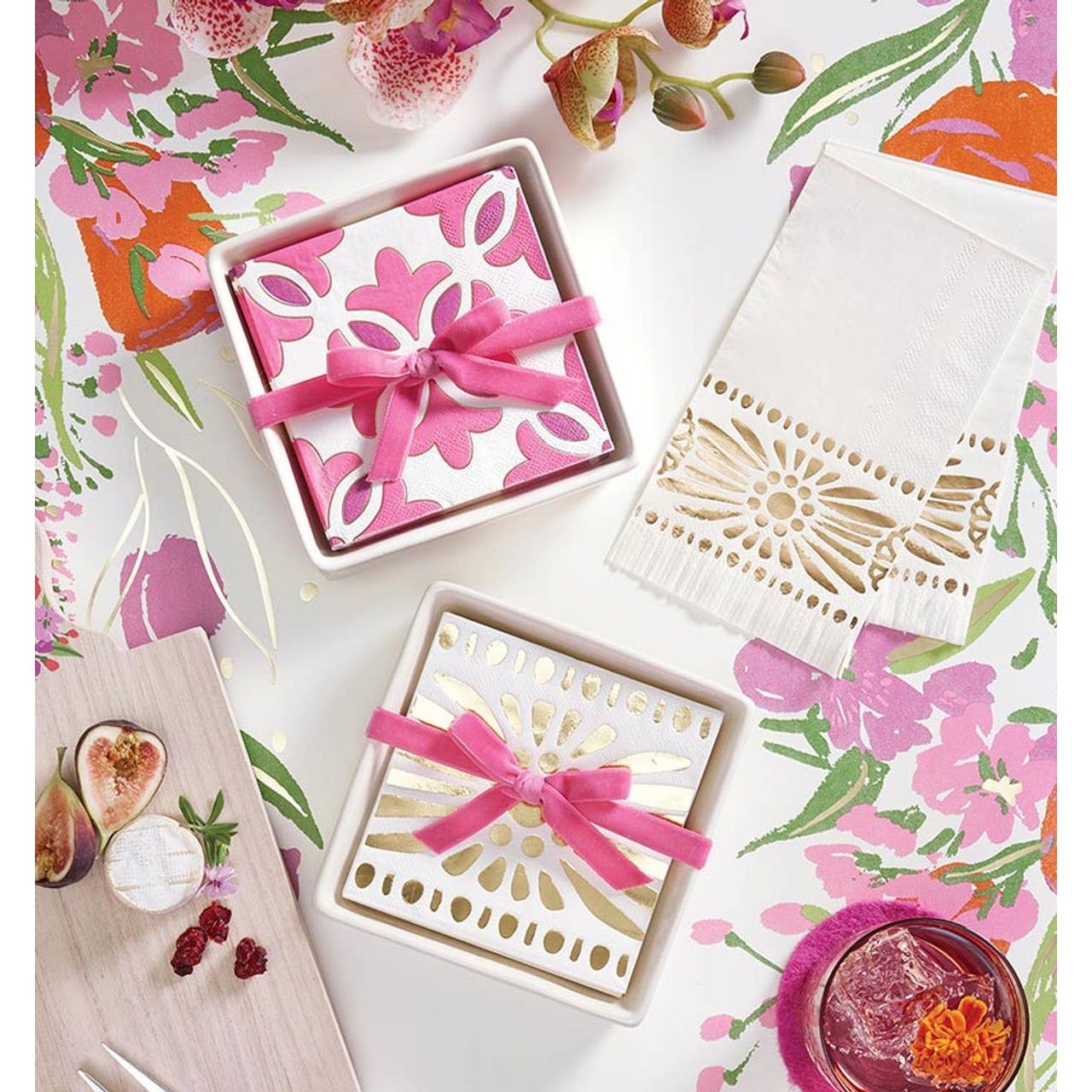 Santa Barbara Design Studio by Creative Brands - Ceramic Napkin Tray + Napkins - Moroccan Tiles: Material