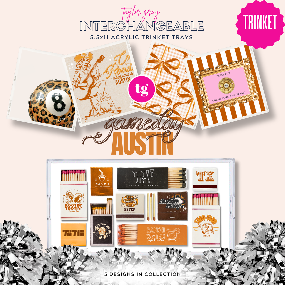 GAMEDAY AUSTIN trinket tray insert set | 5.5x11