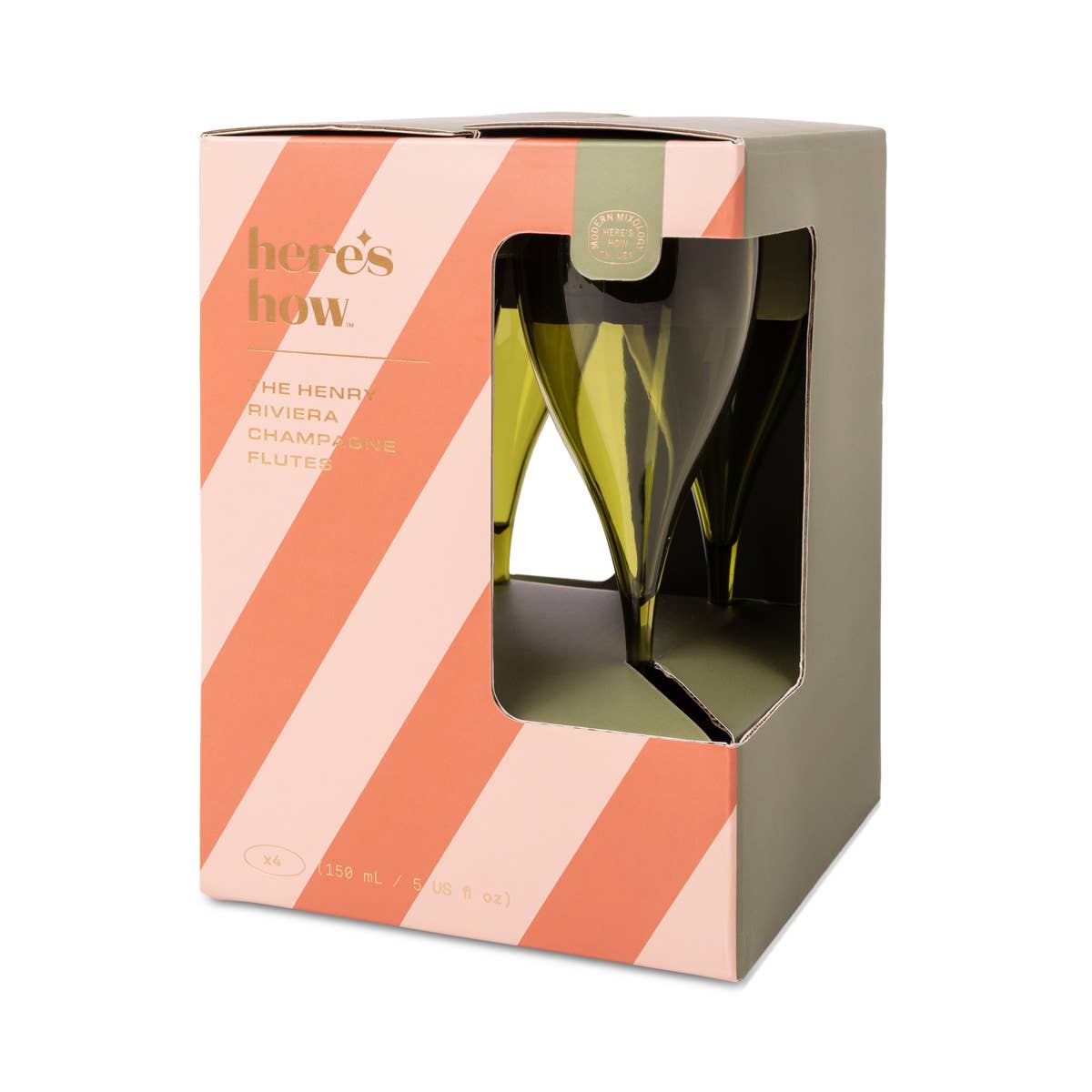 Here's How - THE HENRY CHAMPAGNE GLASSES - SET OF 4 OLIVE