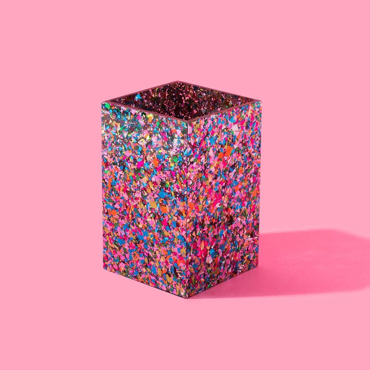 Acrylic Pen + Pencil Cup - Colorful Confetti