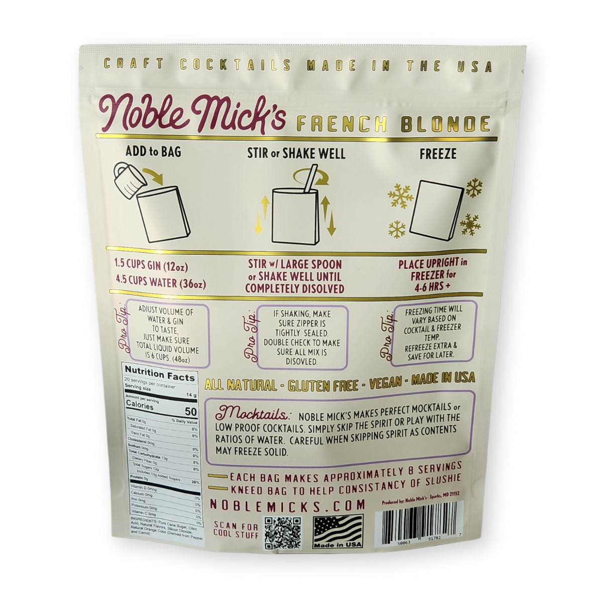 Noble Mick's - Craft Beverage Company - French Blonde Frozen Cocktail