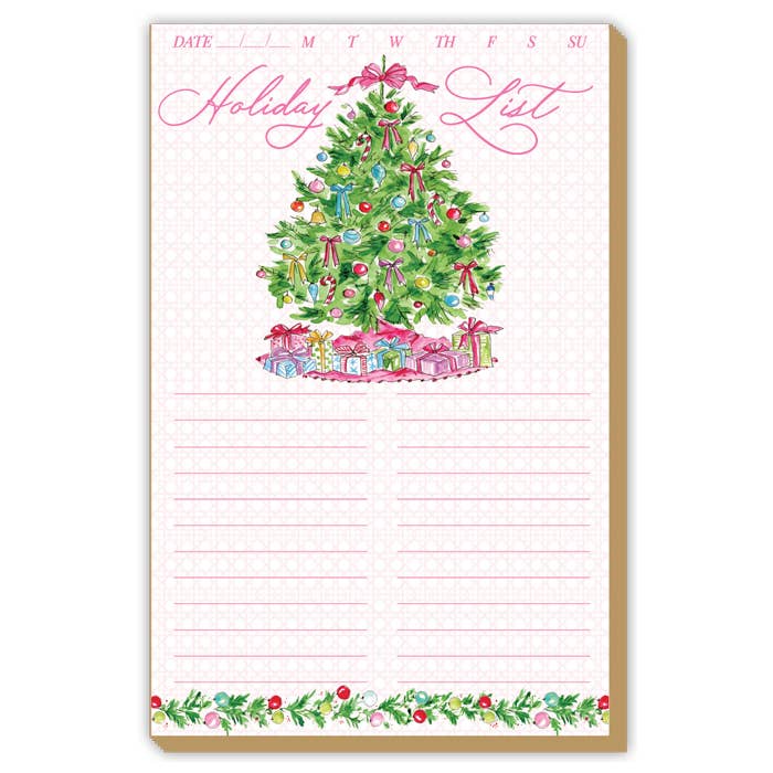 RosanneBeck Collections - Holiday List Pink Christmas Tree Luxe Large Notepad