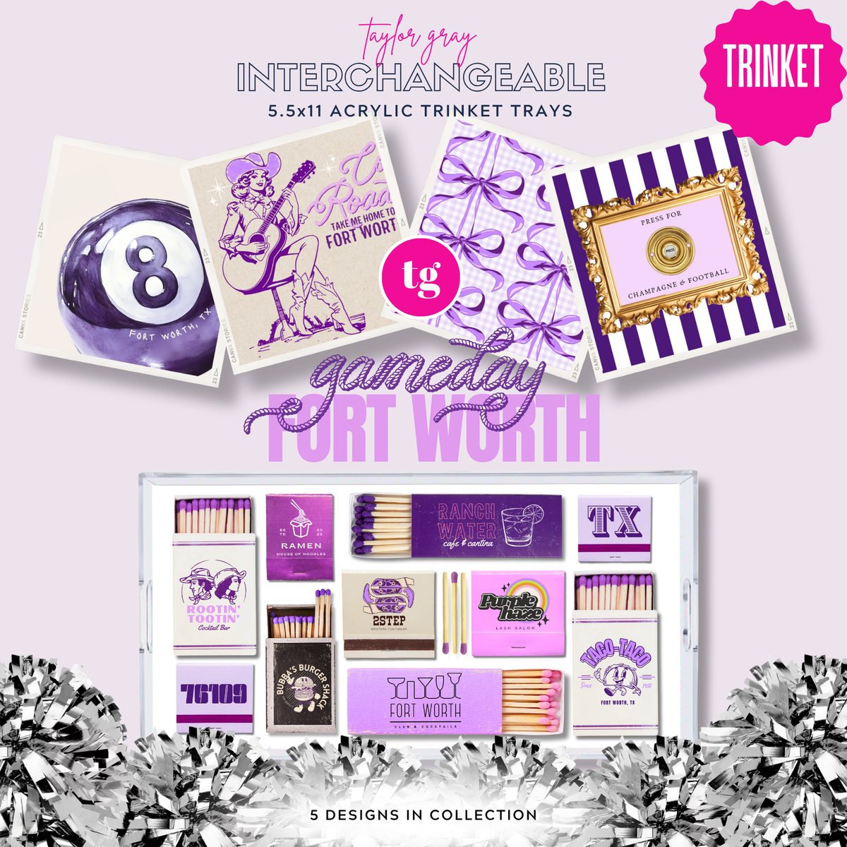 GAMEDAY FORT WORTH trinket tray insert set | 5.5x11
