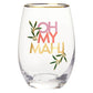 Gold Foil Stemless Wine Glass - Oh My Mahj: 17oz, 4.5" H