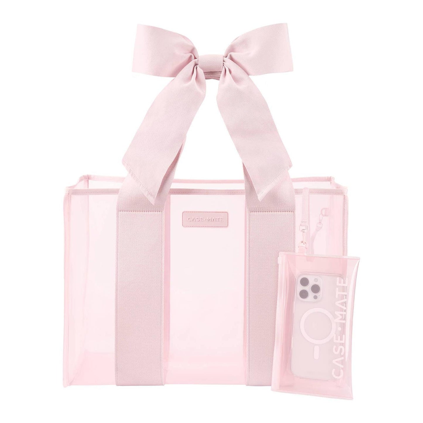 Special Edition Bow Beach Tote With Phone Pouch: Ballet Pink