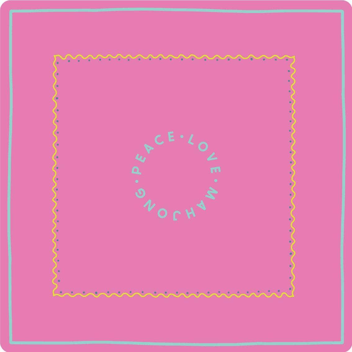 Peace Love Mahjong - Mats: Pink with Yellow & Light Aqua