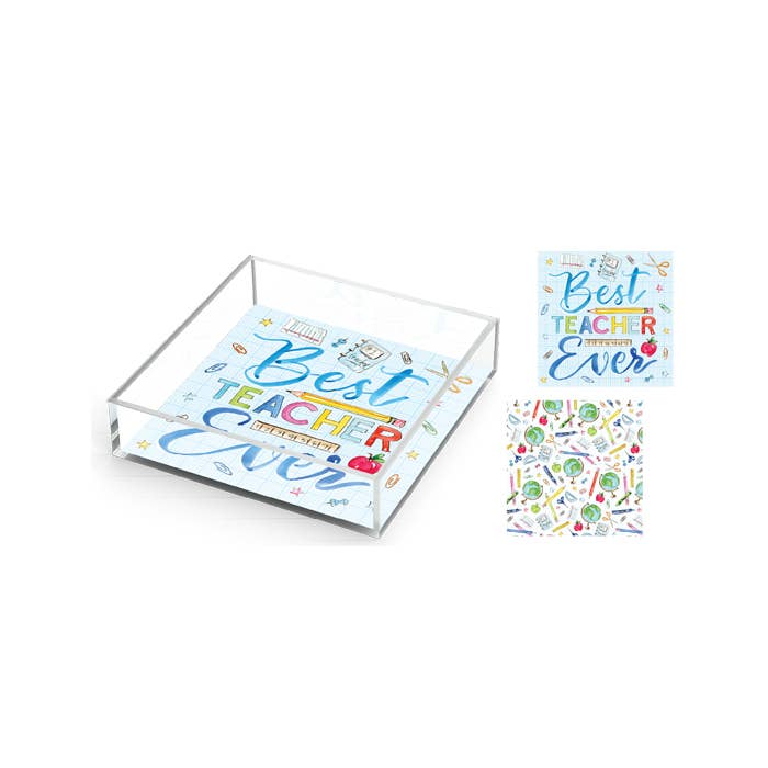 RosanneBeck Collections - Handpainted Best Teacher Ever Acrylic Tray 6x6