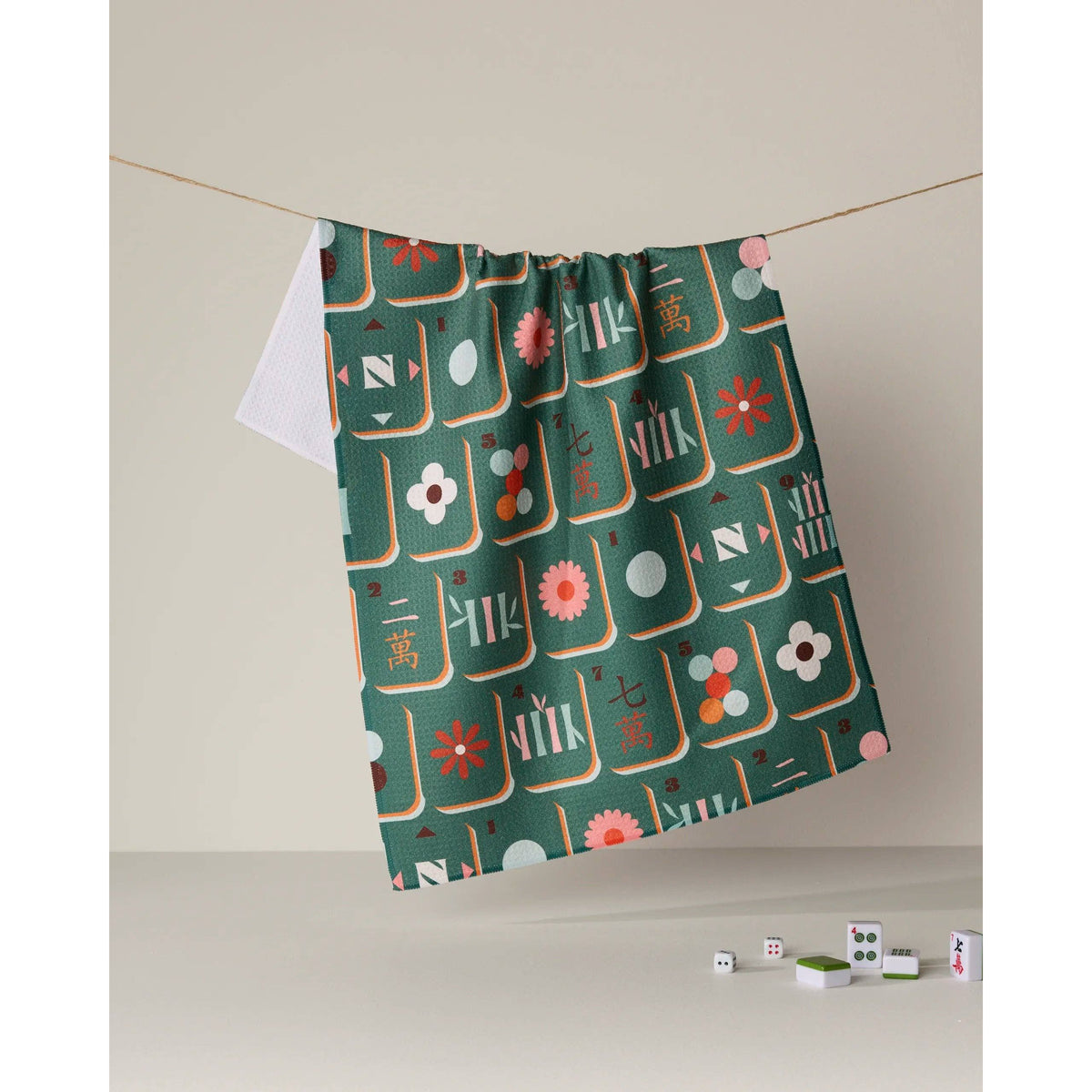 Moss Tile Toss Tea Towel - Mahjong