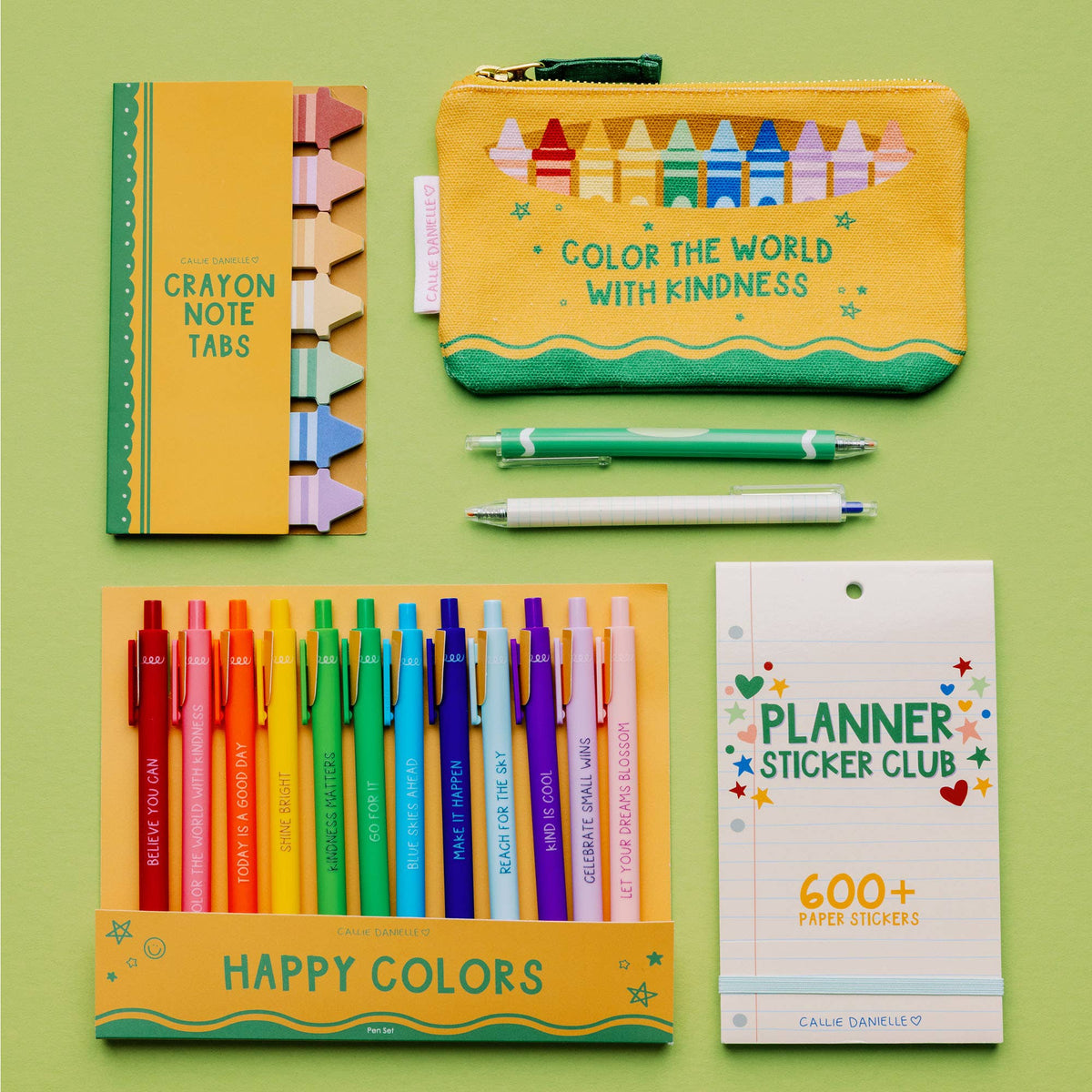 Happy Colors Crayon-Inspired Affirmations Pen Set of 12 - Callie Danielle
