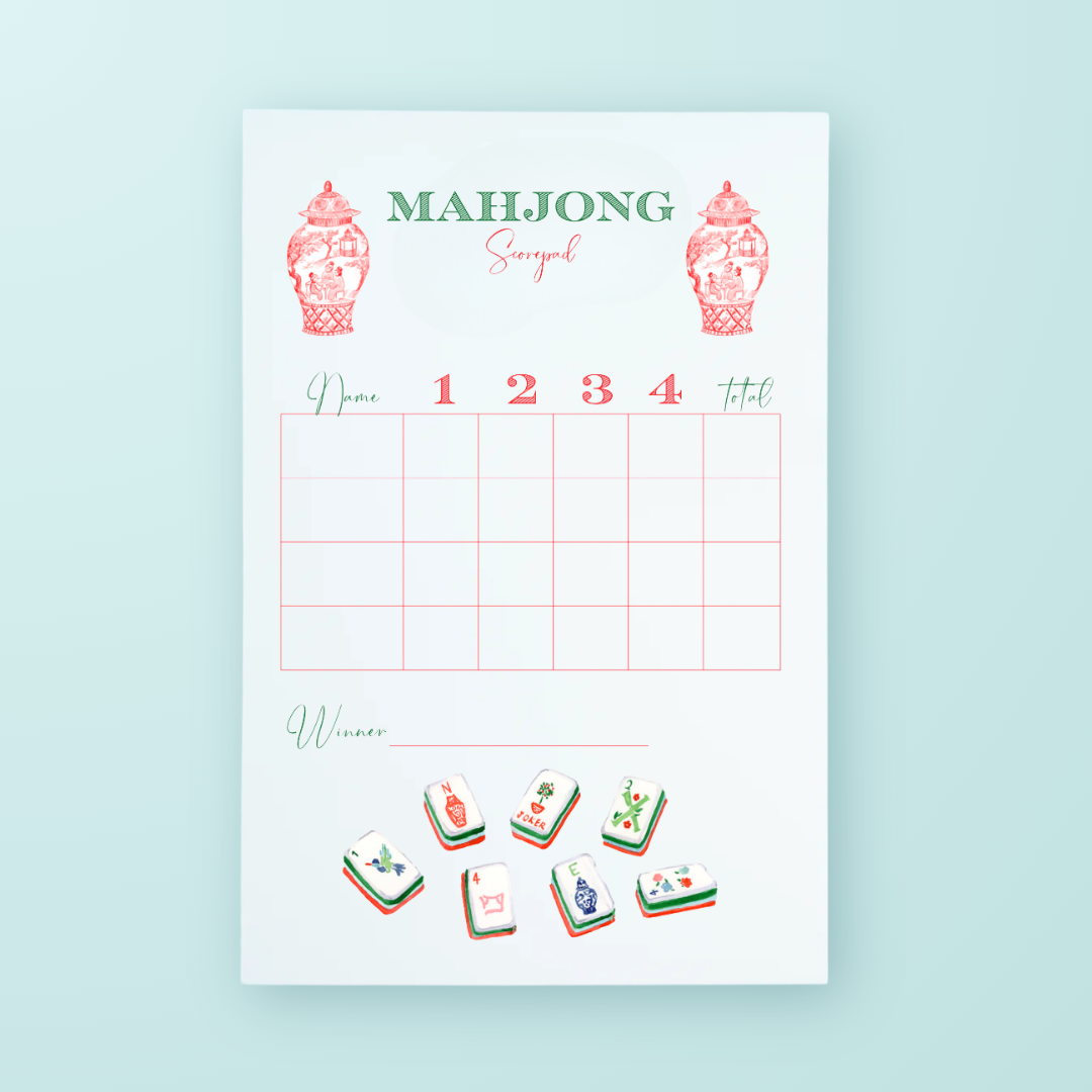 Taylor Paladino - Mahjong Scorecard Pad - Nantucket Tiles
