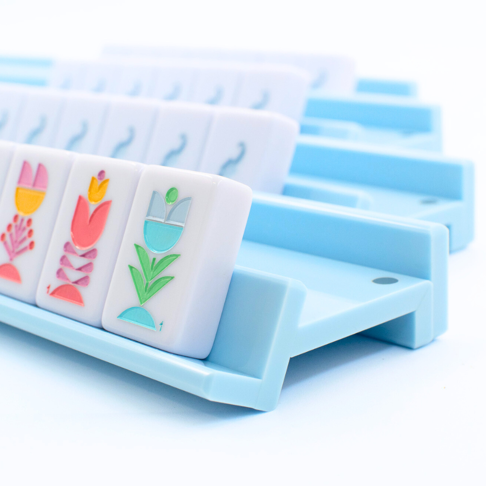 My Fair Mahjong - MAHJONG RACKS | Premium Acrylic | 4 Racks + 4 Pushers: Solid Macaron Green
