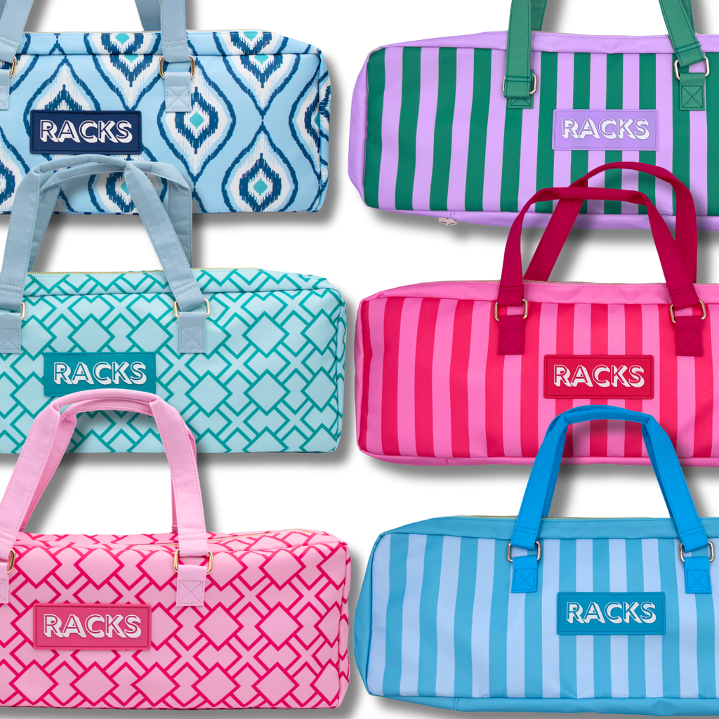 LIMITED TIME SALE - My Fair Mahjong - Mahjong Rack Bag  |  Fits 20" Racks + Folded Mat : Stripes- Green & Blue Rack Bag