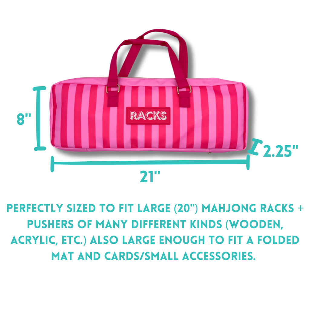 LIMITED TIME SALE - My Fair Mahjong - Mahjong Rack Bag  |  Fits 20" Racks + Folded Mat : Stripes- Green & Blue Rack Bag