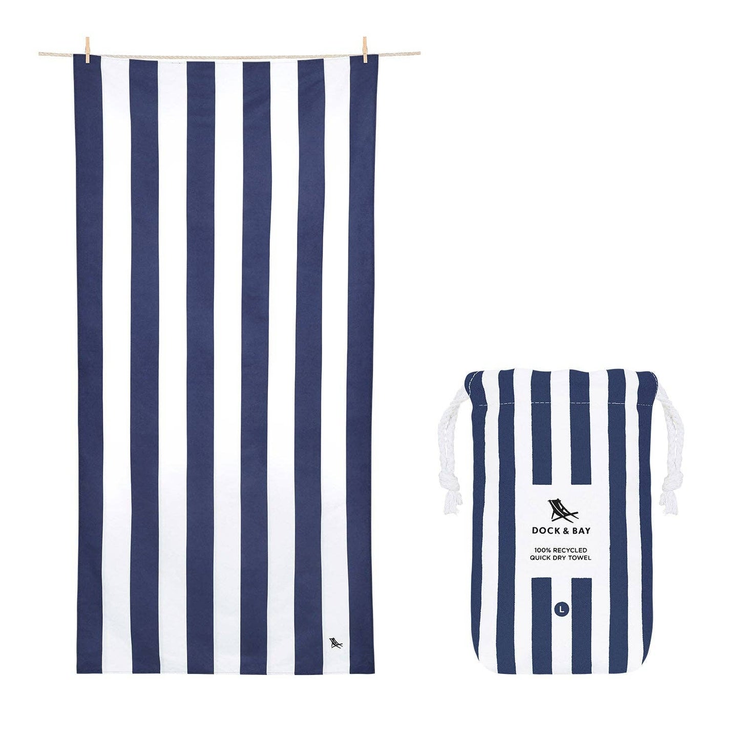 Dock & Bay USA - Dock & Bay Quick Dry Towels - Cabana - Whitsunday Blue: Large (63x35")