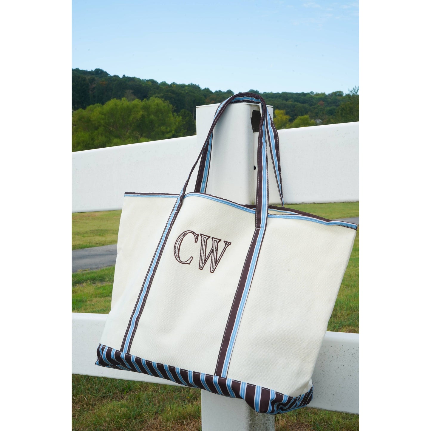 Standard Canvas Tote - Fall Collection | Customizable: Chocolate Stripes - KENZKUSTOMZ