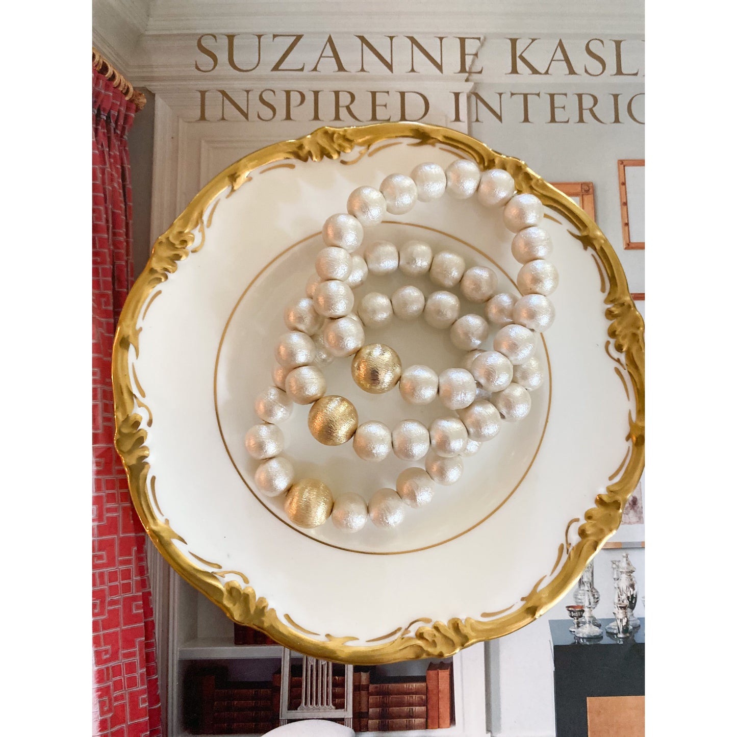 Olivia Cotton Pearl & Gold Bracelet (12mm)