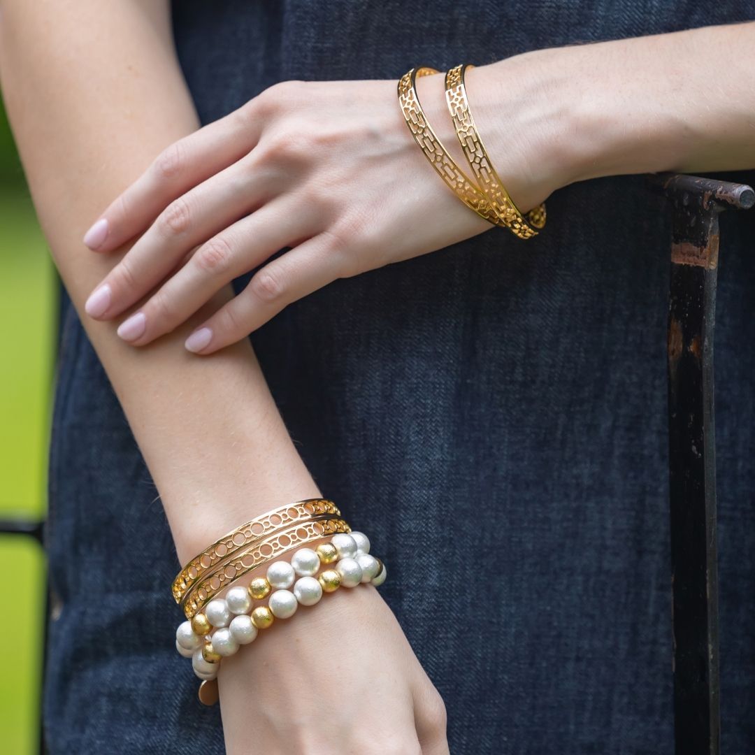 Olivia Cotton Pearl & Multi Gold Bracelet (10mm)