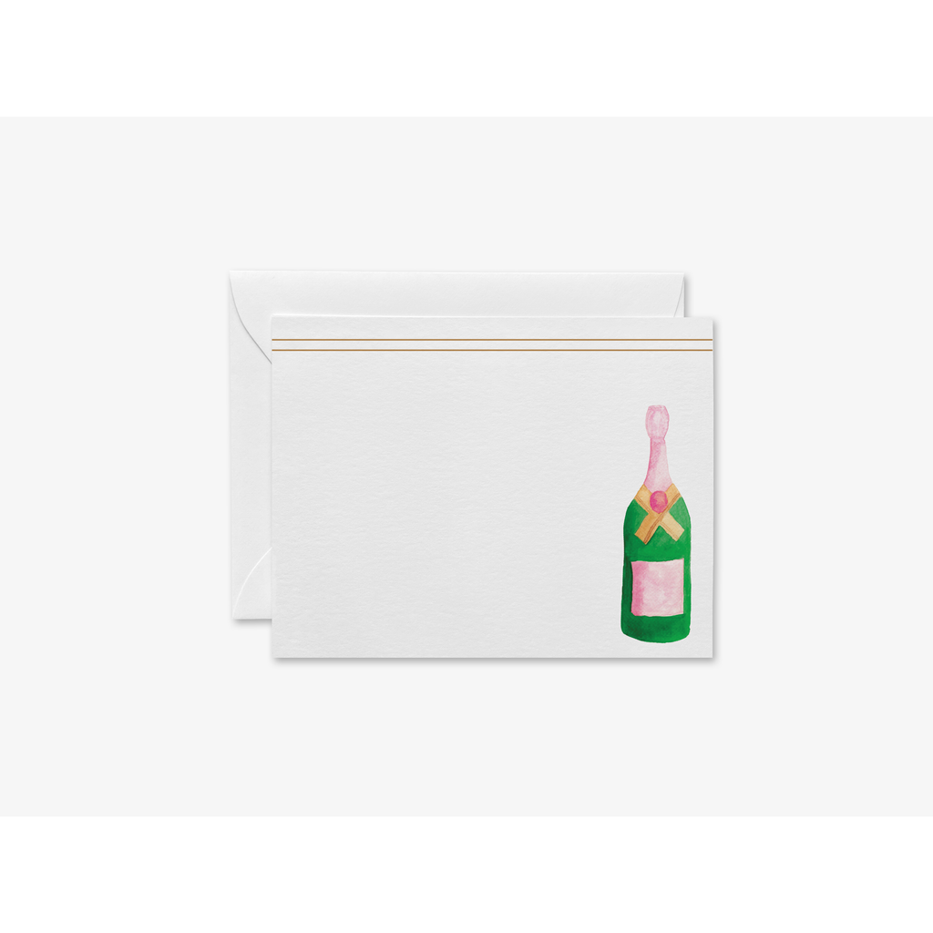Champagne Bottle Flat Notecards [Sets of 8]