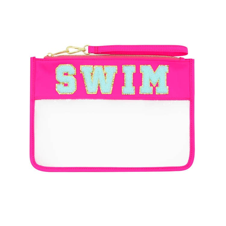 Varsity Collection Cosmetic Pool Swim Clear Bag Chenille