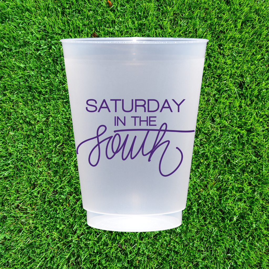 Saturday in the South (Purple) Party Cups Set of 8 16 Ounce