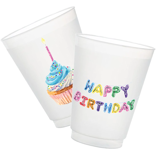 Happy Birthday Frosted Cups | Set of 6 (Double Sided)