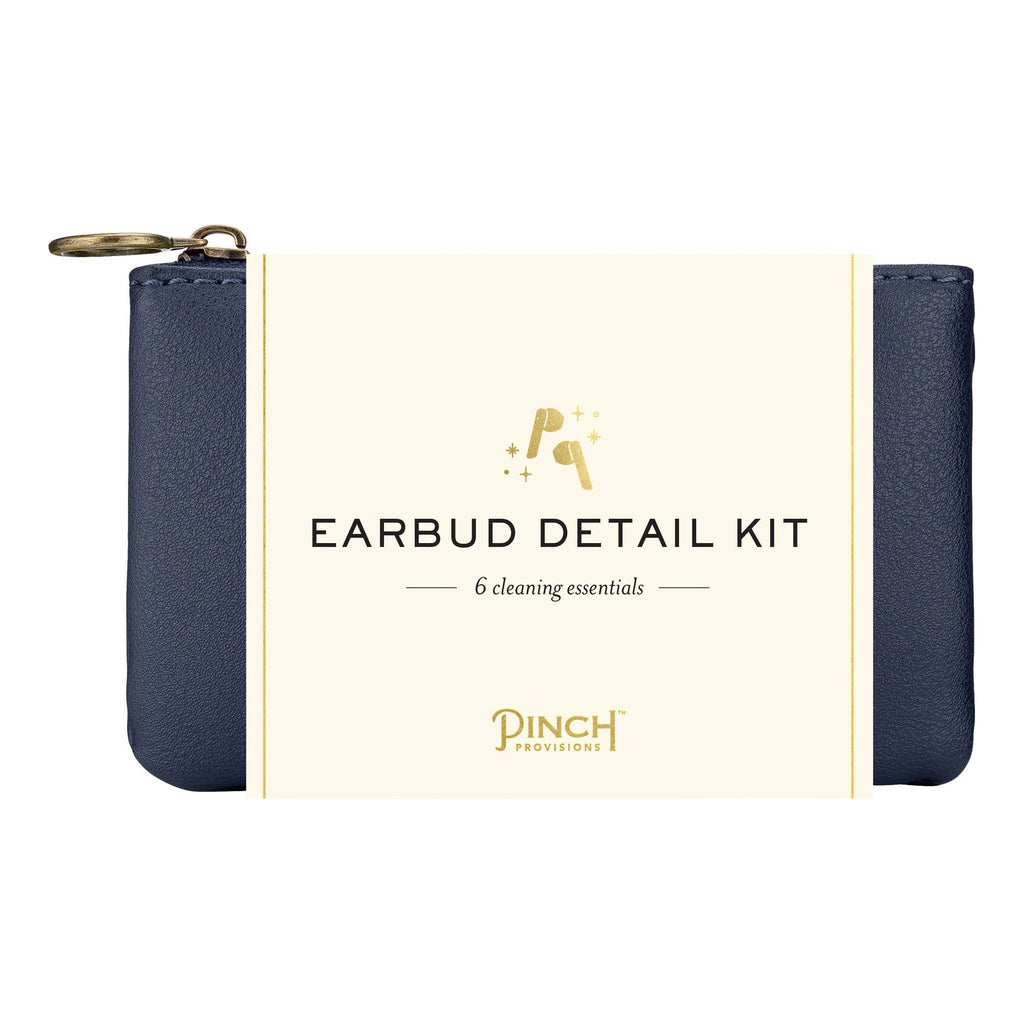 Earbud Detail Kit: Navy Vegan Leather Pouch