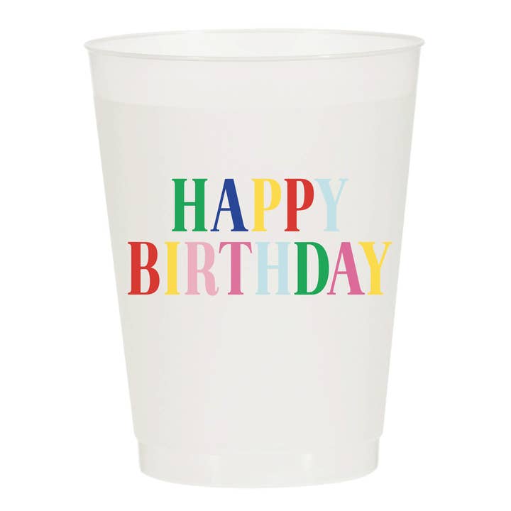 Happy Birthday Multicolor Frosted Cups - Birthday: Pack of 6