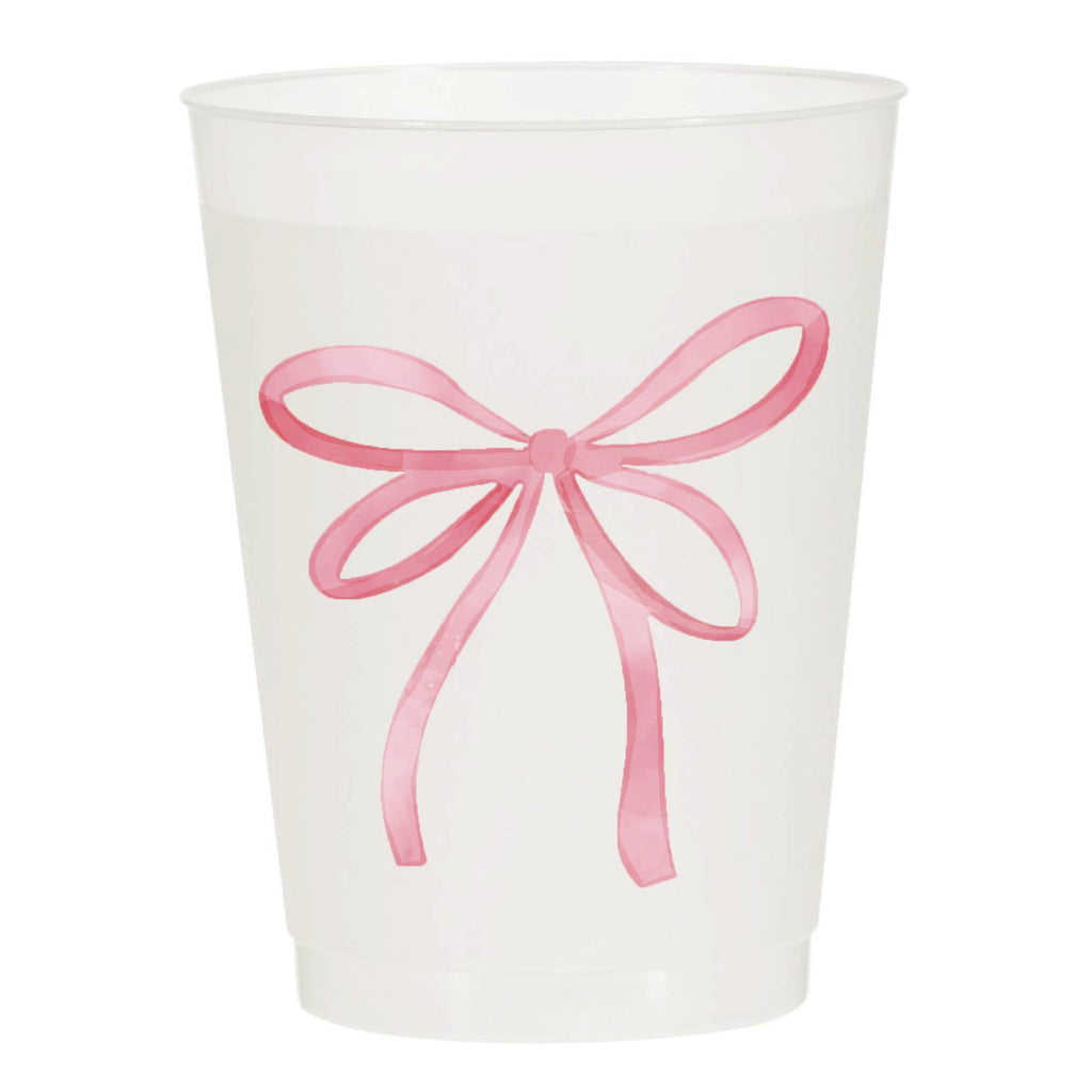 Pink Watercolor Bow Frosted Cups - Valentine's Day: Pack of 6