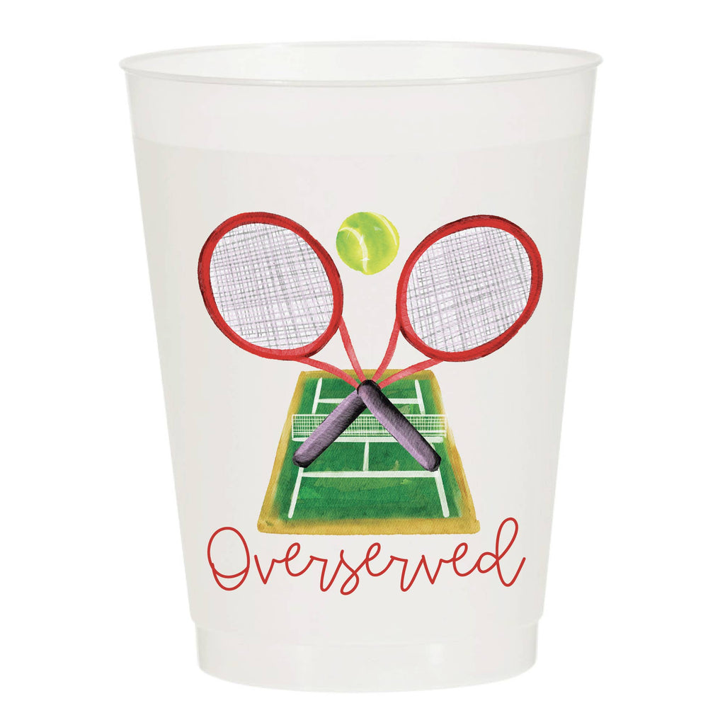 Overserved Tennis Frosted Cups - Sports: Pack of 6