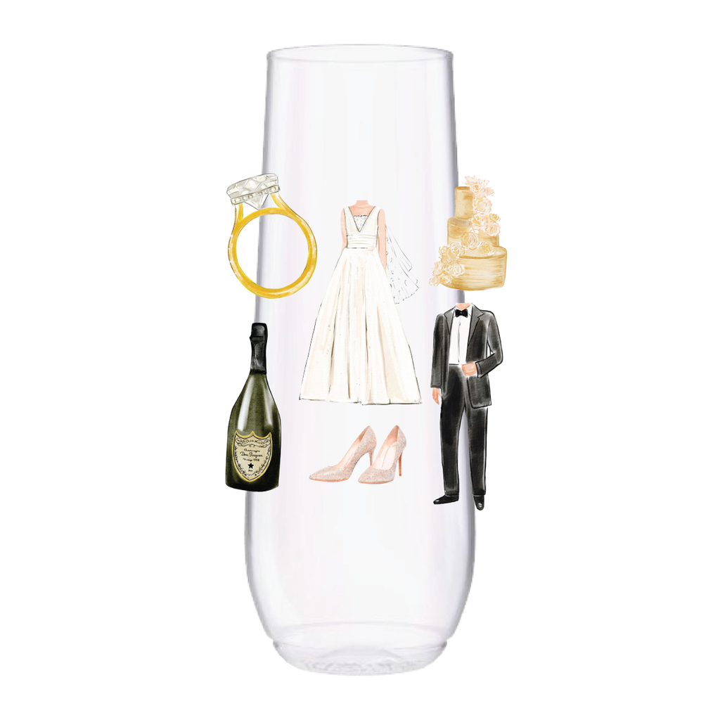 Wedding Collage Champagne 9oz Flute Tossware - Wedding