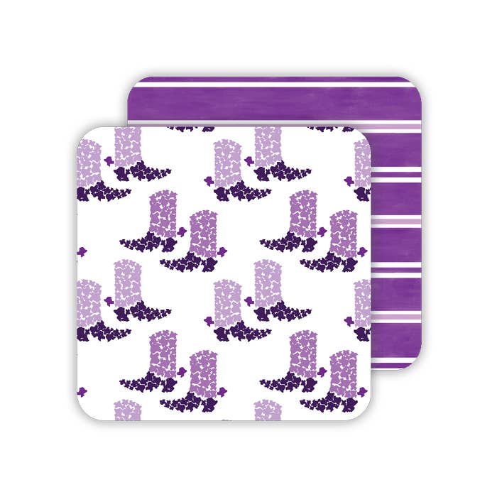 Purple Texas Boots Square Coaster