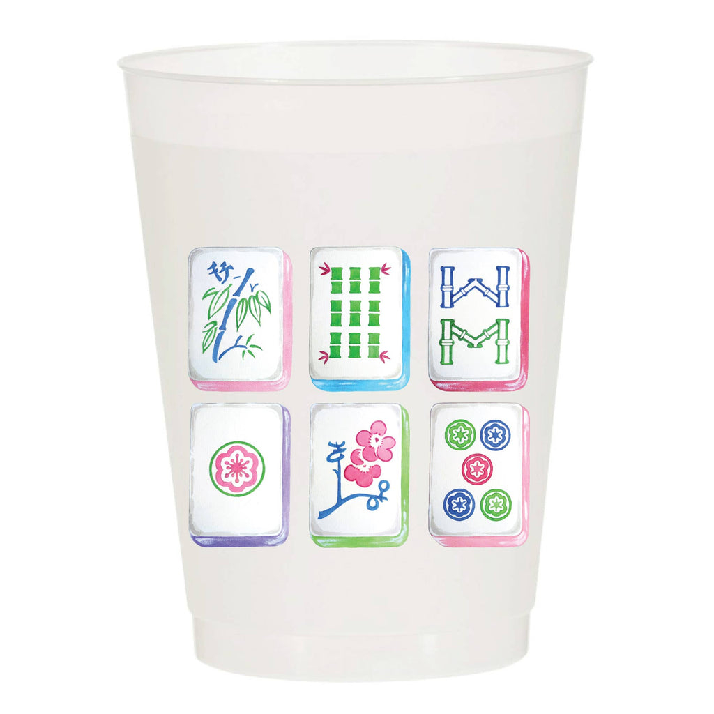 Mahjong Tiles Frosted Cups - Mahjong: Pack of 6
